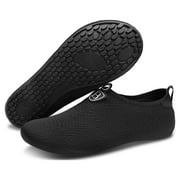 Womens Mens Water Shoes Aqua Socks for Water Aerobics Blacklines 10.5-11 Women / 8-9 Men